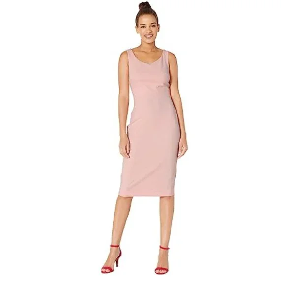 betsey johnson scoop neck sleeveless crepe midi dress Betsey Johnson Scoop Neck Sleeveless Crepe Pink Midi Dress Sz 6 NWT